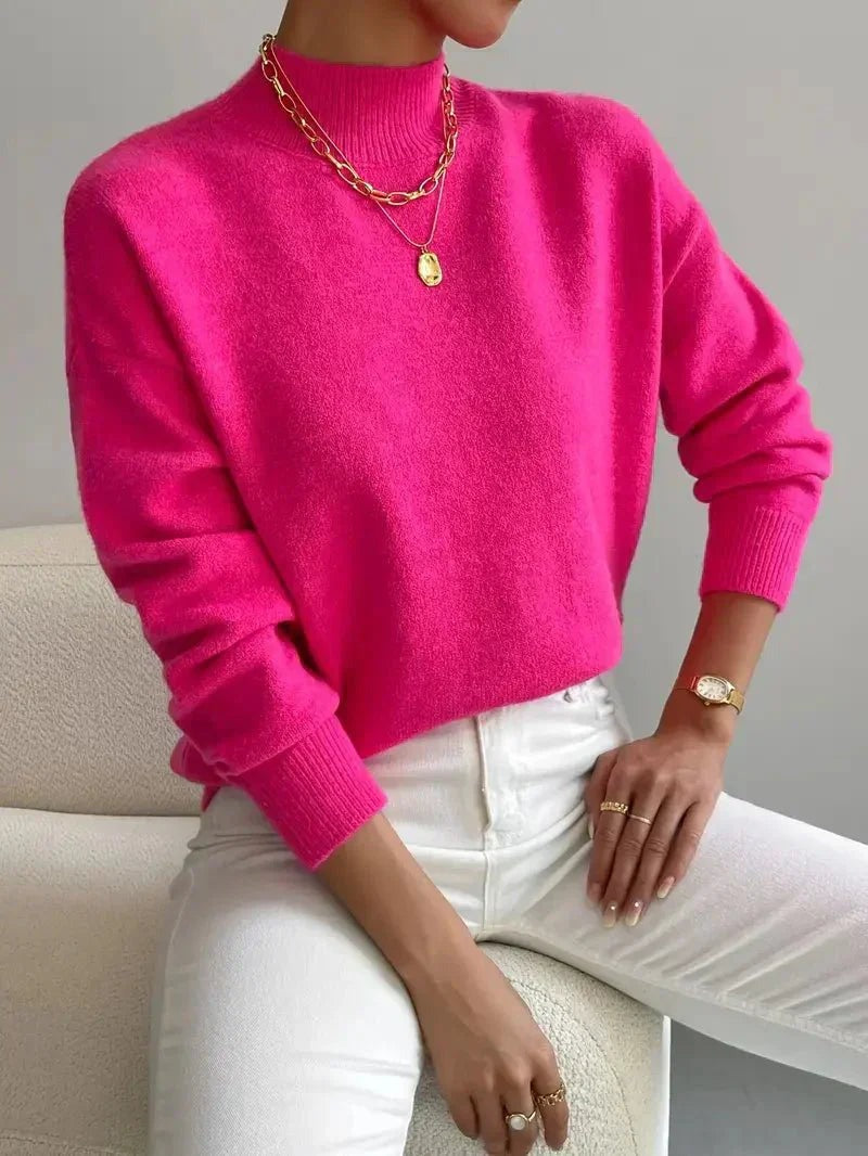 Lupetto Donna, Collo Alto Corto, Maglia Morbida, Manica Lunga-Modaso