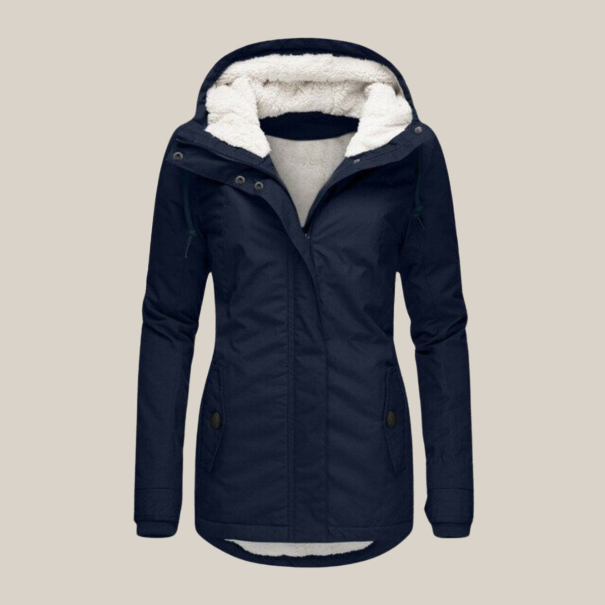 Parka Donna Imbottito, Fodera in Pile Sherpa, Cappuccio Regolabile-Modaso