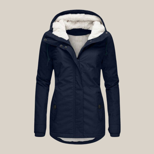 Parka Donna Imbottito, Fodera in Pile Sherpa, Cappuccio Regolabile-Modaso