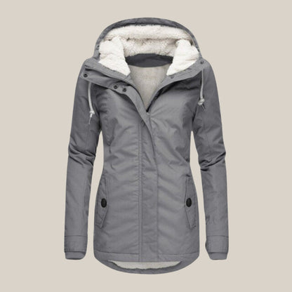 Parka Donna Imbottito, Fodera in Pile Sherpa, Cappuccio Regolabile-Modaso