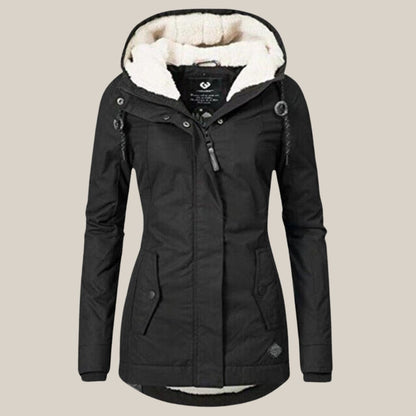 Parka Donna Imbottito, Fodera in Pile Sherpa, Cappuccio Regolabile-Modaso