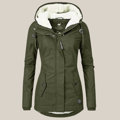 Parka Donna Imbottito, Fodera in Pile Sherpa, Cappuccio Regolabile-Modaso