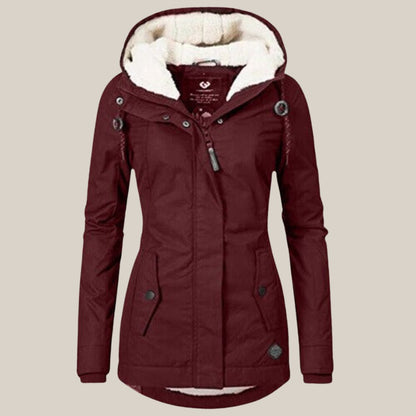 Parka Donna Imbottito, Fodera in Pile Sherpa, Cappuccio Regolabile-Modaso