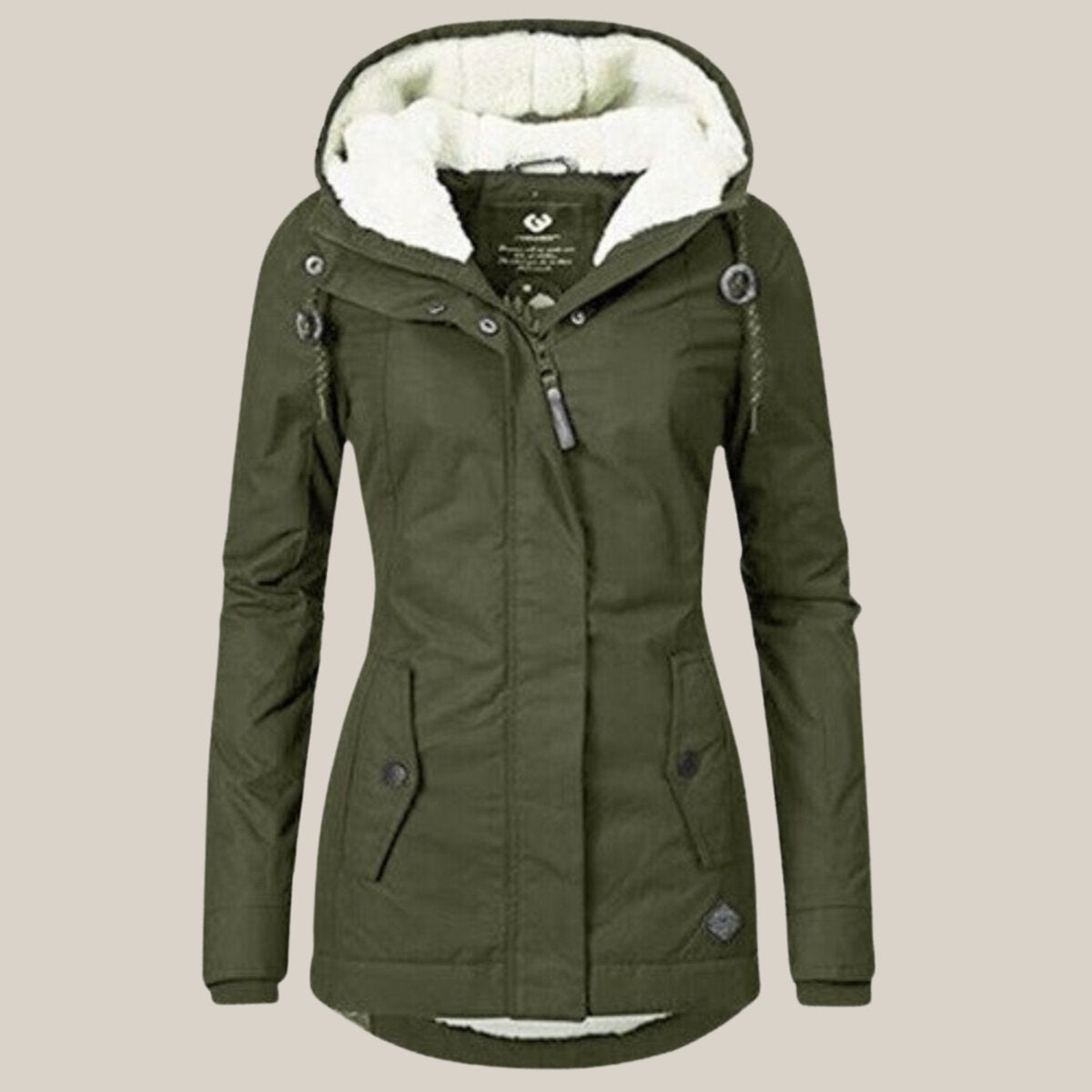 Parka Donna Imbottito, Fodera in Pile Sherpa, Cappuccio Regolabile-Modaso