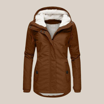 Parka Donna Imbottito, Fodera in Pile Sherpa, Cappuccio Regolabile-Modaso