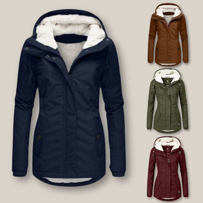 Parka Donna Imbottito, Fodera in Pile Sherpa, Cappuccio Regolabile-Modaso