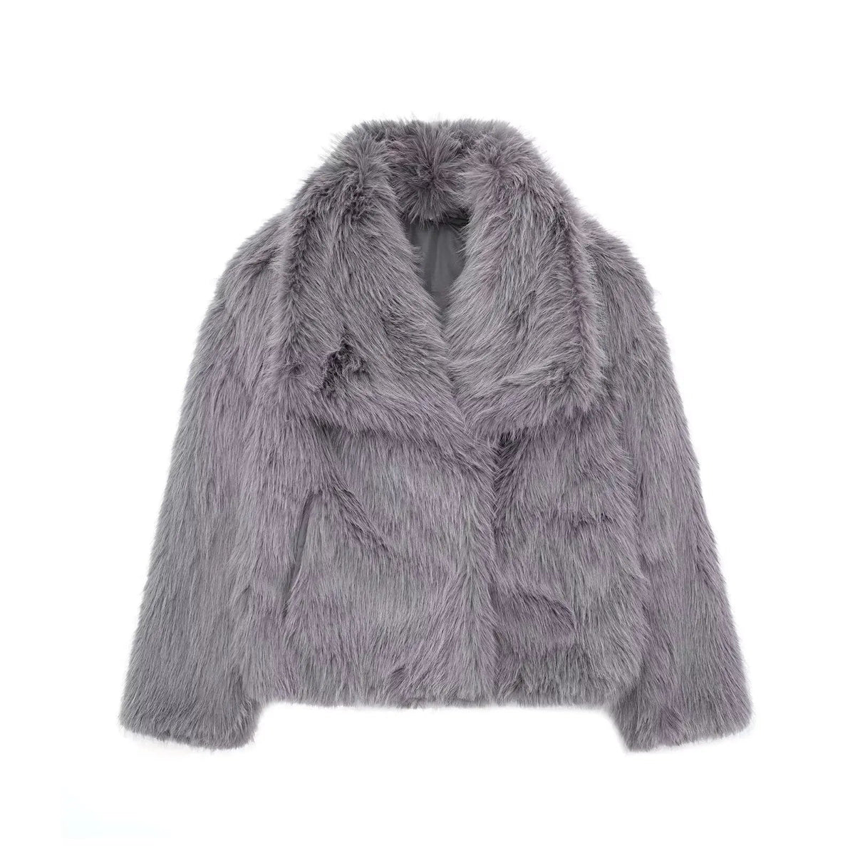 Pelliccia Donna Ecologica, Rever Ampi, Vestibilità Oversize, Pelo Soffice-Modaso