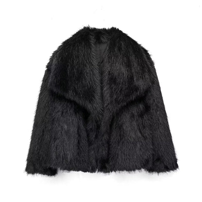 Pelliccia Donna Ecologica, Rever Ampi, Vestibilità Oversize, Pelo Soffice-Modaso