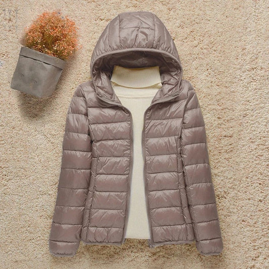 Piumino Leggero Donna, Cappuccio Fisso, Imbottitura Calda, Ripiegabile-Modaso
