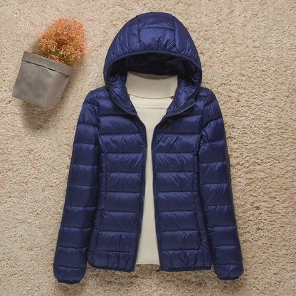Piumino Leggero Donna, Cappuccio Fisso, Imbottitura Calda, Ripiegabile-Modaso