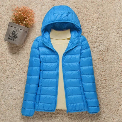 Piumino Leggero Donna, Cappuccio Fisso, Imbottitura Calda, Ripiegabile-Modaso