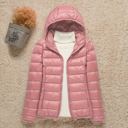 Piumino Leggero Donna, Cappuccio Fisso, Imbottitura Calda, Ripiegabile-Modaso