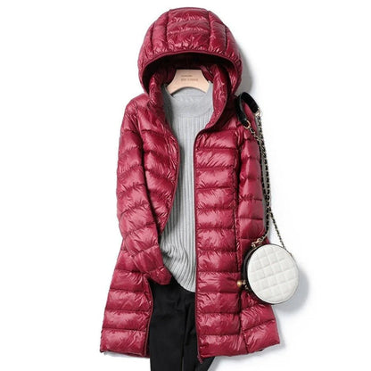 Piumino Lungo Donna, Cappuccio, Trapuntato, Vestibilità Regolare-Modaso