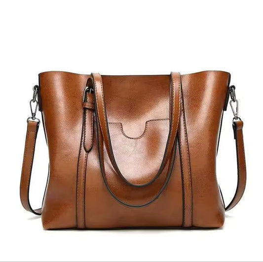 Shopping Bag, Ecopelle Effetto Cerato, Manici e Tracolla-Modaso