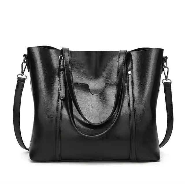 Shopping Bag, Ecopelle Effetto Cerato, Manici e Tracolla-Modaso