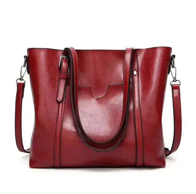 Shopping Bag, Ecopelle Effetto Cerato, Manici e Tracolla-Modaso