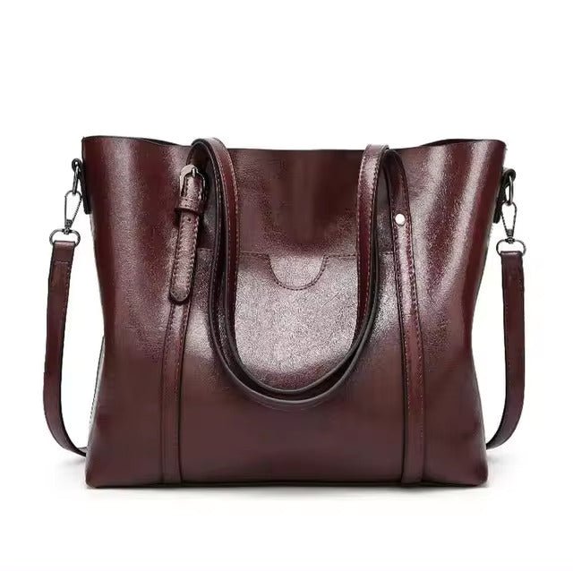 Shopping Bag, Ecopelle Effetto Cerato, Manici e Tracolla-Modaso