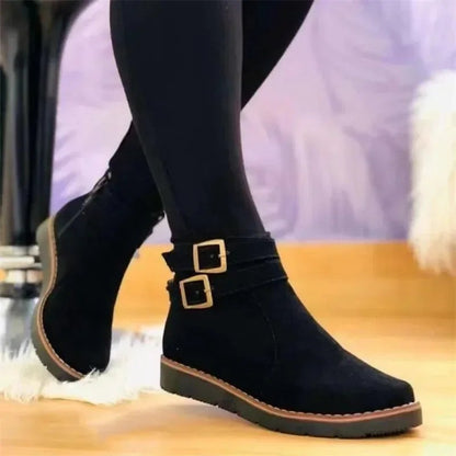 Stivaletti Bassi Donna, Plateau, Zip Laterale, Sottopiede Comodo-Modaso