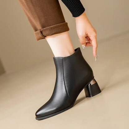 Stivaletti Eleganti Donna, Tacco Largo, Punta Affusolata, Zip Laterale-Modaso