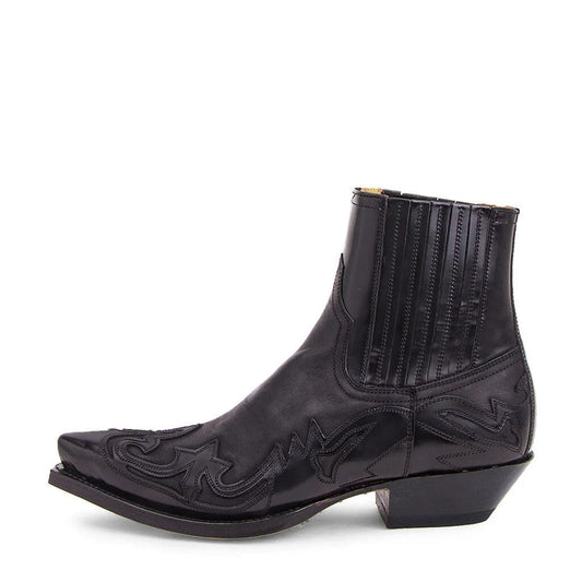 Stivaletti Texani, Pelle, Ricamo Western, Elastico Laterale-Modaso