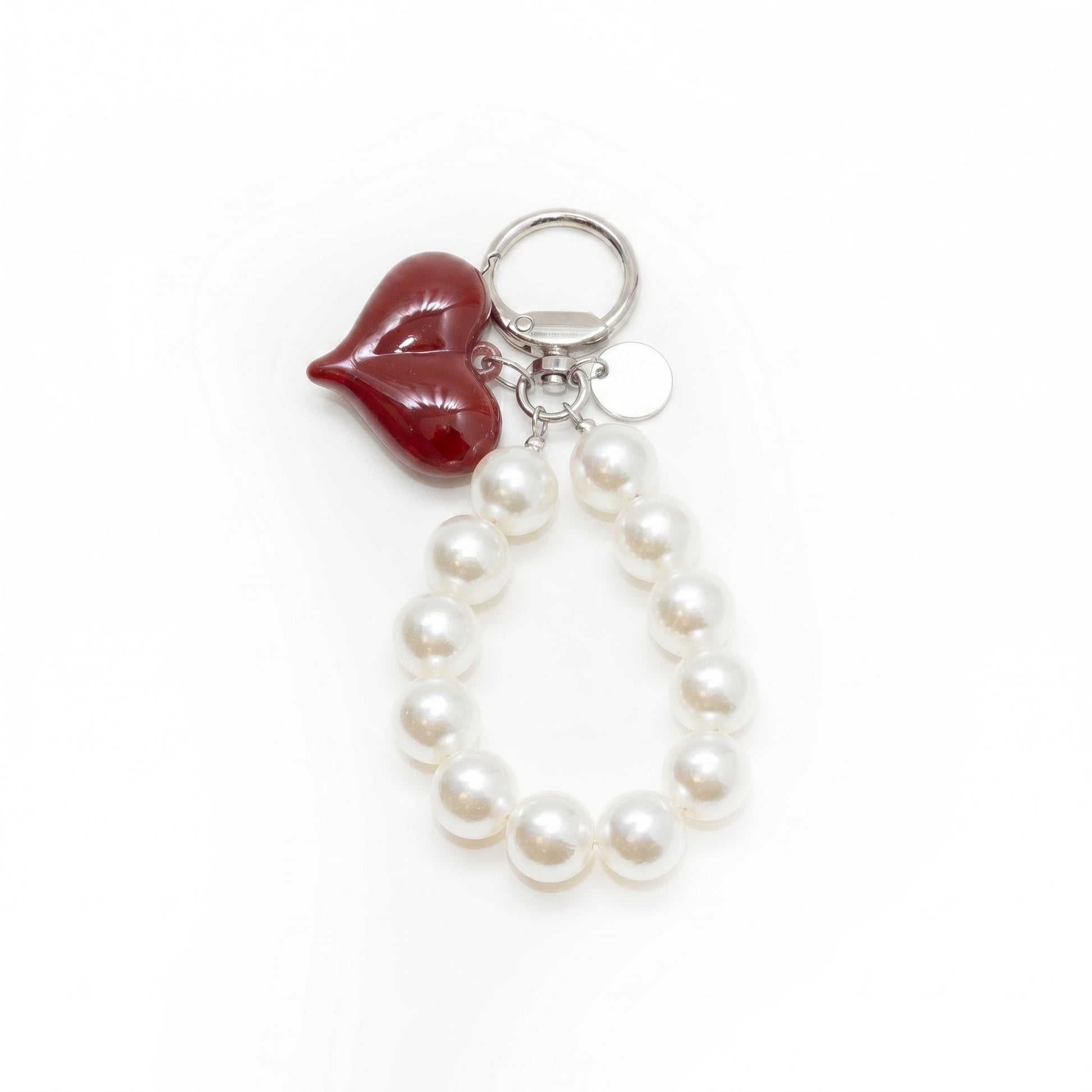 Ciondolo per Borsa con Cuore e Perle, Charm Donna, Portachiavi-Modaso