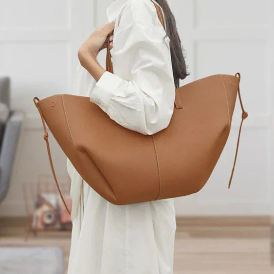 Tote Bag, Ecopelle Vintage, Mezzaluna, Capiente, Tracolla-Modaso