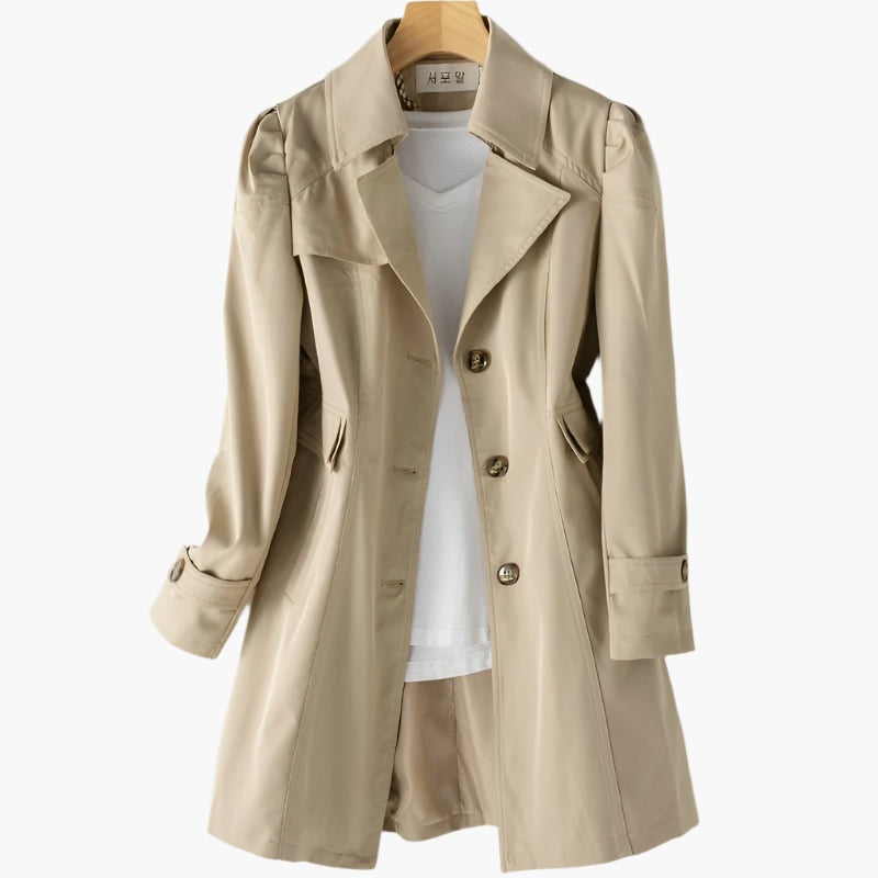 Trench Donna, Lungo, Monopetto, Colletto a Revers-Modaso